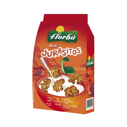 FLORBÚ Mini Jurasitos Gallesauros Galletas 5 cereales y miel 400 g.