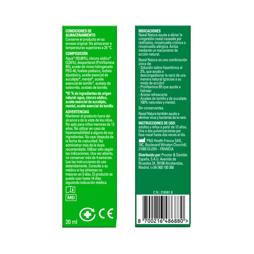 VICKS Natura Spray nasal contra la congestión 120 ml.