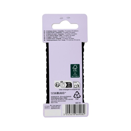 COSMIA Gomas elásticas de tamaño medio y color negro 12 uds.
