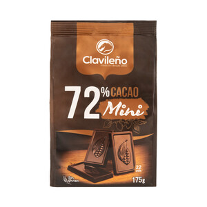 Imagen de CLAVILEÑO Chocolatina choco negro 72 % 175 g.