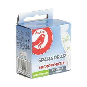 PRODUCTO ALCAMPO Esparadrapo microporoso de 2.5 cm, ideal para pieles sensibles PRODUCTO ALCAMPO 5 m.