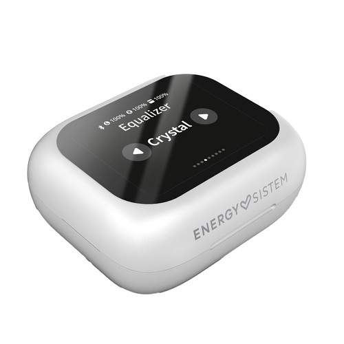 Auriculares Inalámbricos Bluetooth ENERGY SISTEM ScreenSound Snow, estuche de carga con pantalla, autonomía 25h..