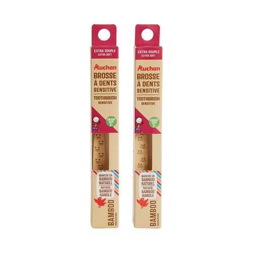 PRODUCTO ALCAMPO Cepillo de dientes infantil (+ 3 años) con mango de bambú natural y filamentos extra suaves.