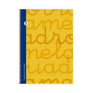 Imagen de Cuaderno de espiral tamaño cuarto con 80 hojas de cuadrovía 3mm. Cubierta extra dura color amarillo. EDITORIAL LAMELA.