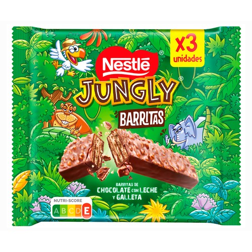 JUNGLY Barritas de chocolate 3 uds. 102 g.