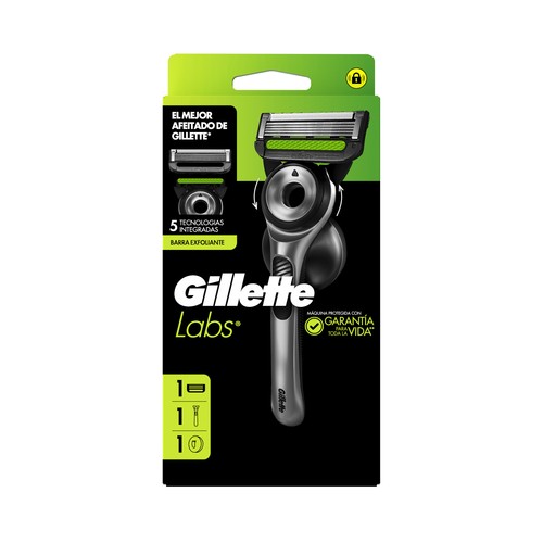 GILLETTE Labs Maquinilla de afeitar con cabezal pivotante de 5 hojas  + colgador de pared.