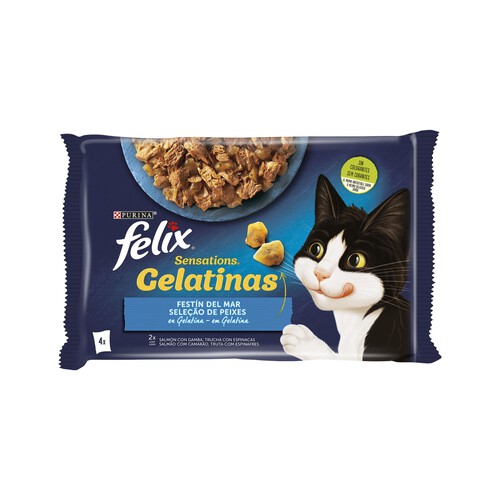 FELIX Comida para gatos húmeda sabor a pescado variado PURINA FELIX 4 uds. x 85 g.