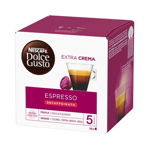 DOLCE GUSTO Café en cápsulas descafeinado suave I5, 16 uds 