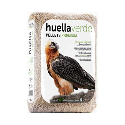 Pellet premium EN plus A1, saco de 15kg HUELLA VERDE.