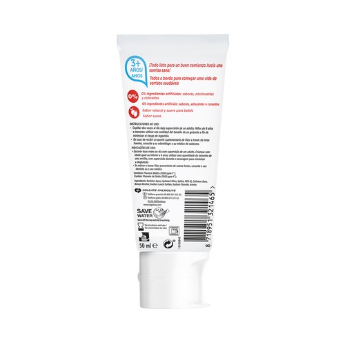 COLGATE Pasta de dientes infantil para niños de + de 3 años, sabor menta suave 50 ml.