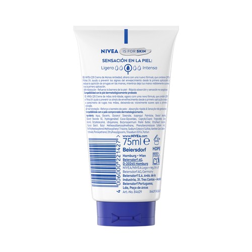 NIVEA Q10 Crema de manos antiarrugas con filtros UV 75 ml.