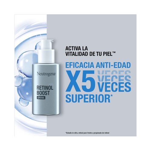 NEUTRÓGENA Retinol boost Crema facial hidratante anti-edad, con retinol puro y ácido Hialurónico 50 ml.