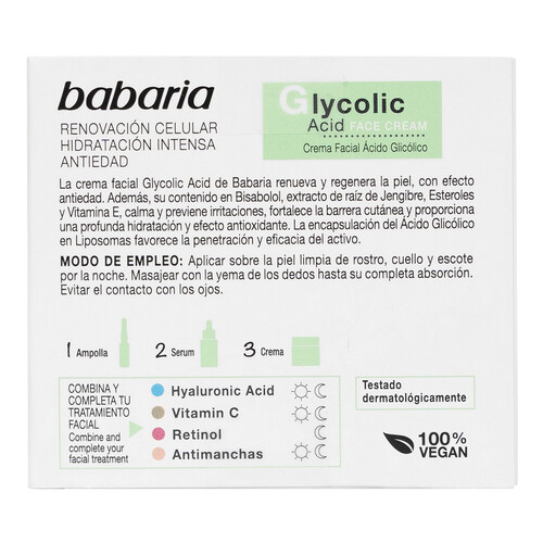 BABARIA Crema facial hidratante y antiedad de uso diario BABARIA 50 ml.