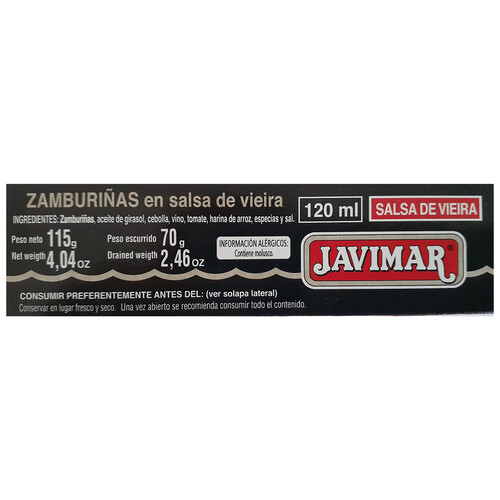 JAVIMAR Zamburiñas en salsa de vieira JAVIMAR 70 g.