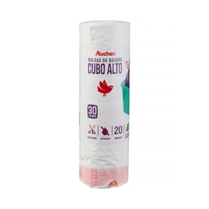 PRODUCTO ALCAMPO Bolsas de basura blanca con autocierre capacidad 30 litros 50 x 75 cm 20 uds.