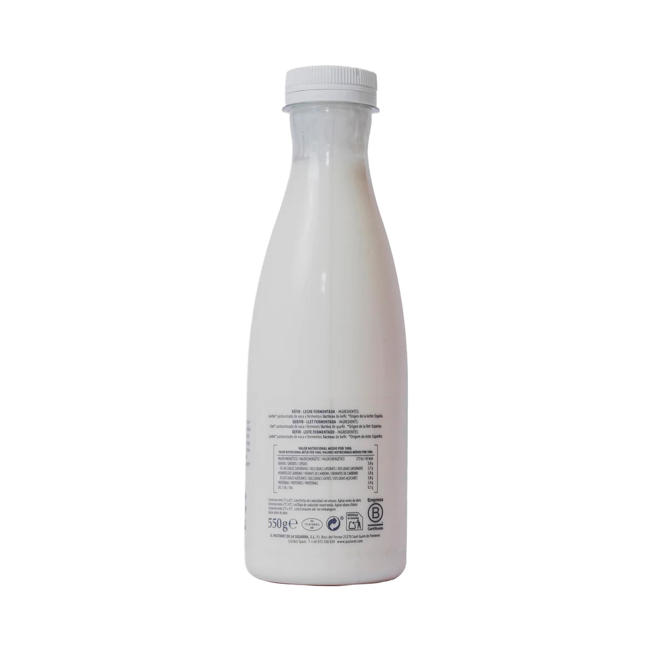 Kéfir bebible natural, de sabor suave y baja acidez 550 ml.