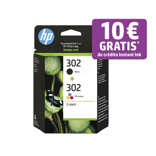 Cartucho de tinta original HP 302 X4D37AE, negro y tricolor..