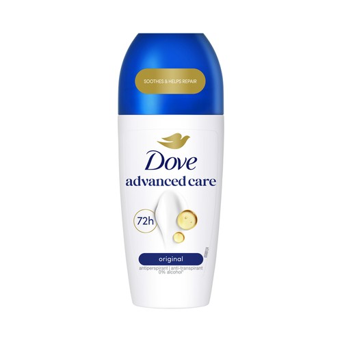 DOVE Advanced care original Desodorante roll on para mujer con protección antitranspirante hasta 48 horas 50 ml.