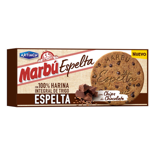 MARBÚ Galletas de espelta con pepitas de chocolate MARBÚ 300 g.