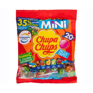 CHUPA CHUPS Mini Caramelo con palo de papel de sabores variados 20 uds.