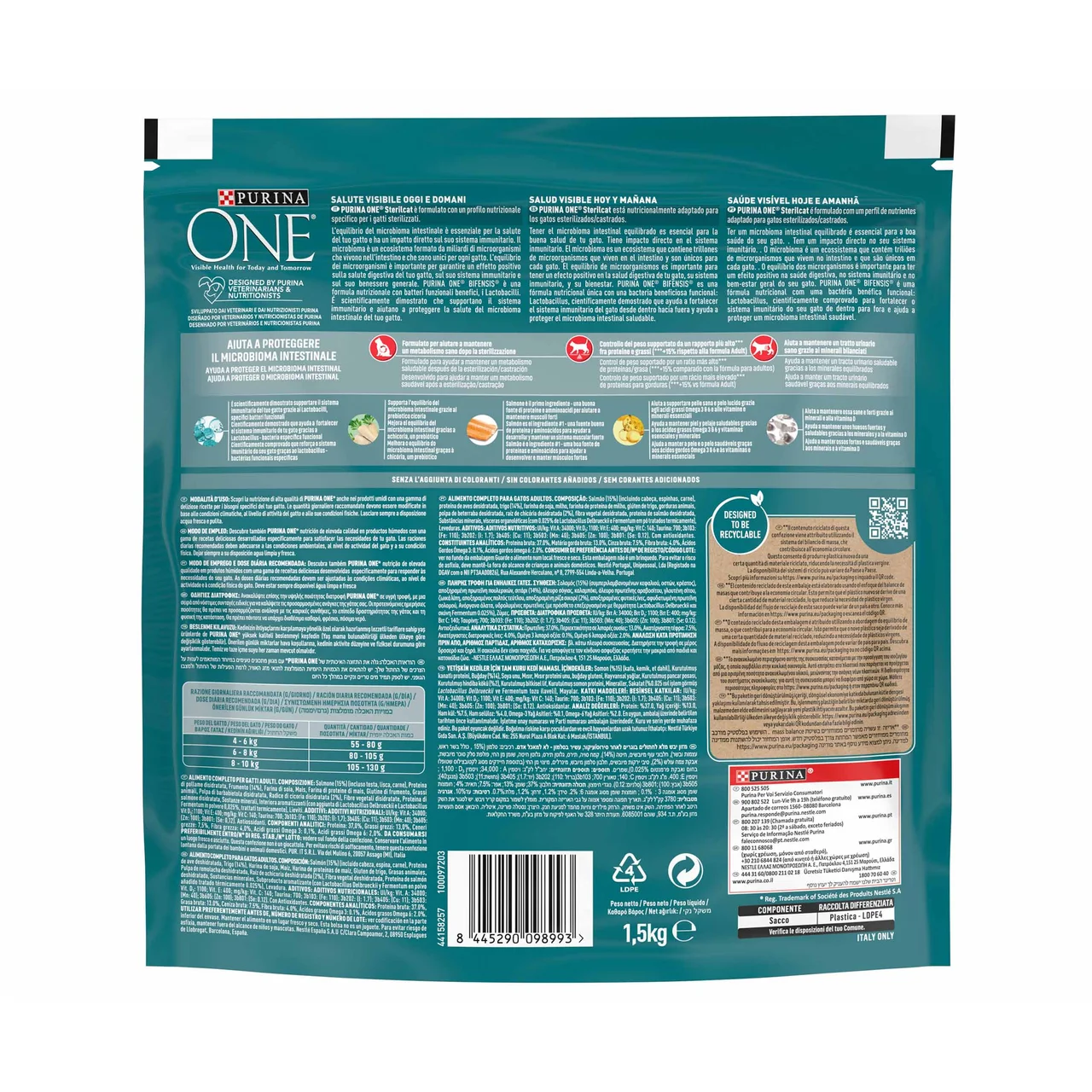 Pienso para gatos esterilizados a base de salmón 1,5 kg.