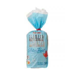 PRODUCTO ALCAMPO Pan de molde multicereales, elaborado sin gluten 300 g.