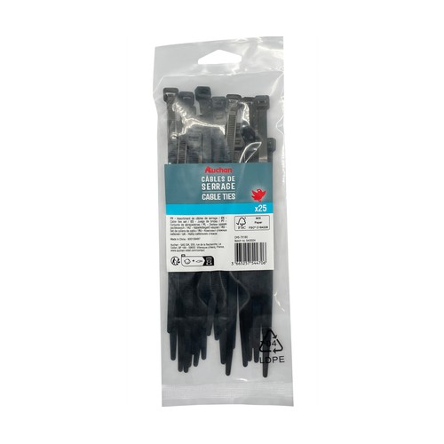Set de 25 bridas negras 6X175mm AUCHAN.