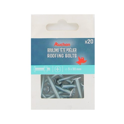 Tornillos cabeza ranurada con tuerca, 20 unidades, 5 x 30 mm, ALCAMPO.