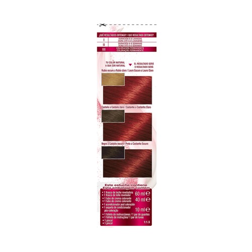 GARNIER Color sensation Coloración permanente e intensa reutilizable para bol y pincel, tono 6.60 Rojo intenso.