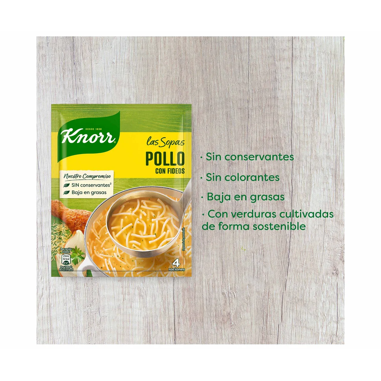 Sopa de pollo con fideos sobre de 63 g.