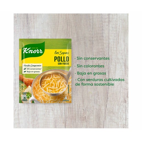 KNORR Sopa de pollo con fideos sobre de 63 g.
