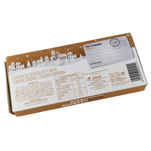 PRODUCTO ALCAMPO Turrón praliné bombón nata 200 g.