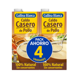 Imagen de GALLINA BLANCA Caldo de pollo pack 4 uds. 1 l.