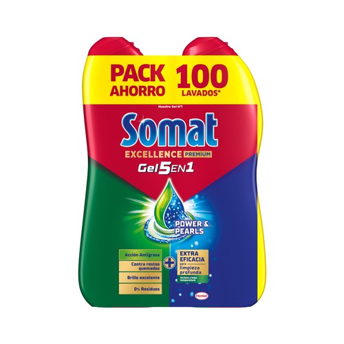 SOMAT Gel lavavajillas en gel para máquinas anti grasa - 2 uds. x50 ds 2 l.