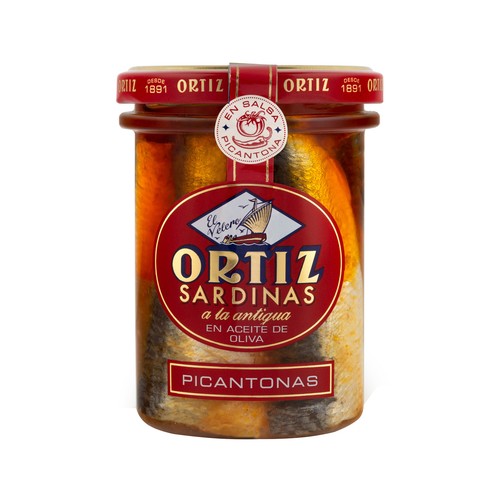 ORTIZ Sardinas a la antigua, en aceite de oliva, picantonas 140 g.
