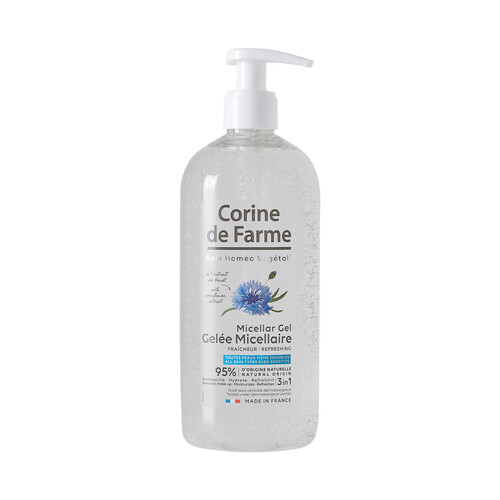 CORINE DE FARME Gel micelar desmaquillante, hidratante y refrescante, para todo tipo de pieles incluso sensibles CORINE DE FARME 500 ml.