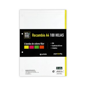Imagen de Recambio A5, 90 hojas de 90g, 5x5mm, GRAFOPLAS. 