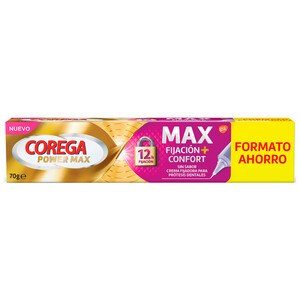 Crema fijadora de prótesis dentales, sin sabor COREGA Power max 70 g.