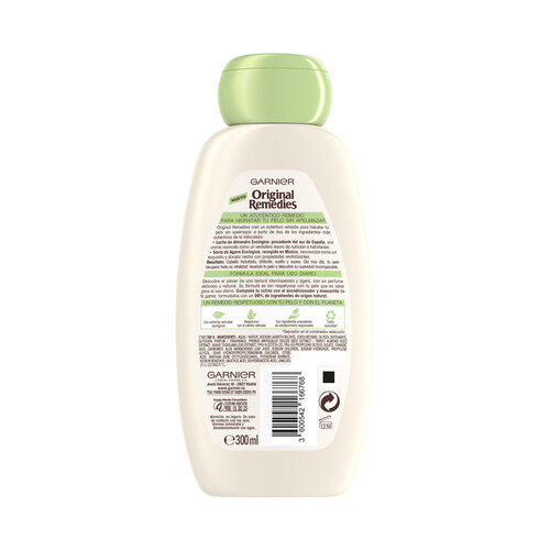 ORIGINAL REMEDIES Champú hidratante con leche de almendra, para cabellos faltos de hidratación ORIGINAL REMEDIES de Garnier 300 ml.