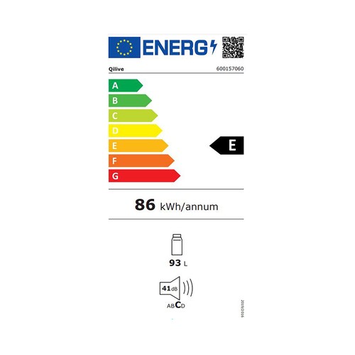 Frigorífico Table Top QILIVE Q.6706, clasificación energética: E, A: 86 cm, H: 47,2 cm, F: 45 cm, capacidad: 93L, color blanco.