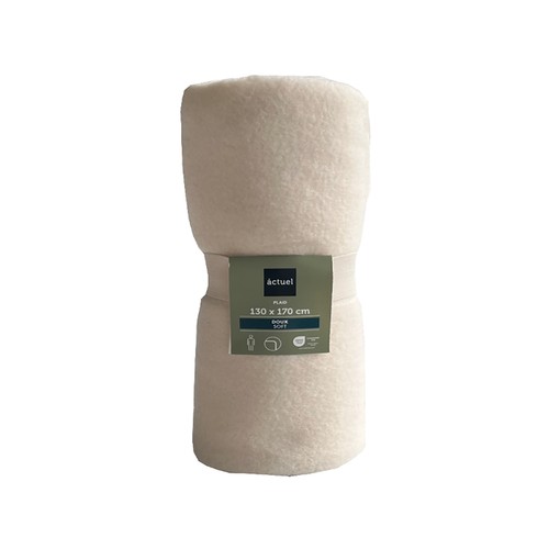 Plaid polar pespuntes de 200gm, color blanco, ALCAMPO.