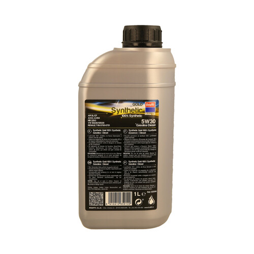 Aceite sintético para vehículos con motores de gasolina o diésel KRAFFT Gold 1 litro.