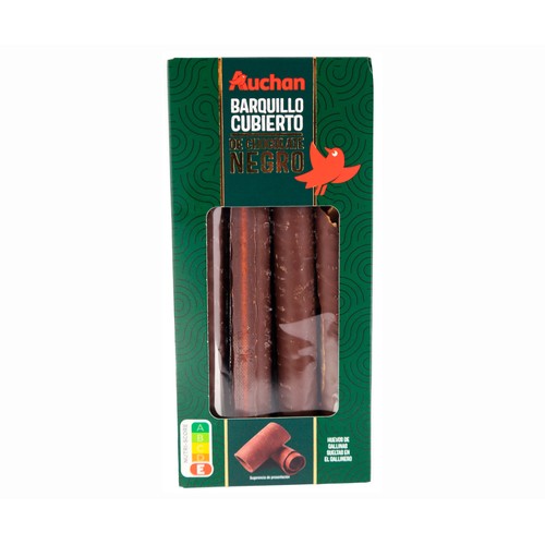 PRODUCTO ALCAMPO Barquillos cubiertos con chocolate negro 140 gr.