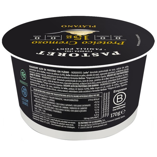 PASTORET Proteico cremoso 0% materia grasas, con alto contenido en proteinas y plátano 170 g.