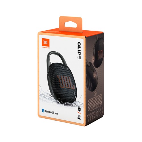 Altavoz Bluetooth con clip 5 JBL, color negro.