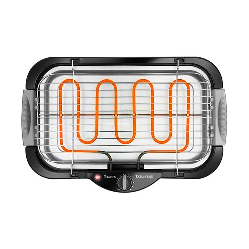 Barbacoa de mesa TAURUS Maxim's BQE2400, 2400W, superficie 41x24cm, termostato regulable, interruptor luminoso
