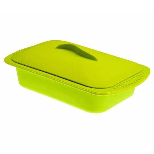 Recipiente de silicona con tapa para cocinar al vapor, 15x24x5 centímetros IBILI.