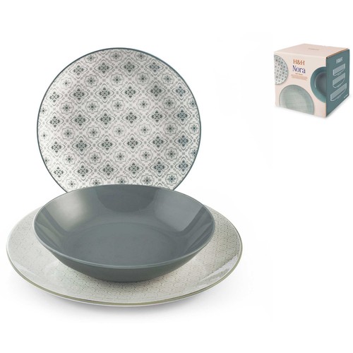Vajilla 18 piezas porcelana, modelo Coupe Nora. H&H