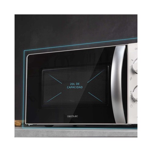 Microondas CECOTEC ProClean 2110, color blanco, capacidad 20L, potencia 700W, Grill: 900W.