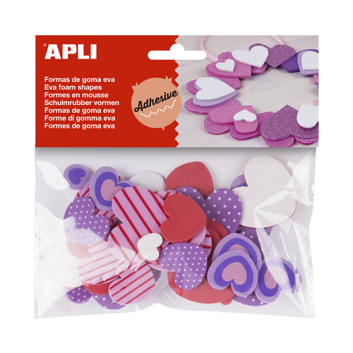 Adhesivos de goma eva con formas de corazones APLI.